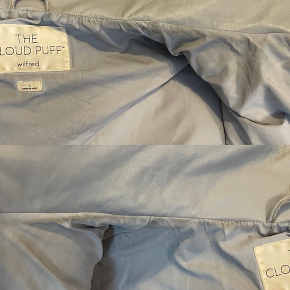 Aritzia Wilfred the cloud puff leather jacket coat in marble grey size large - Picture 16 of 16
